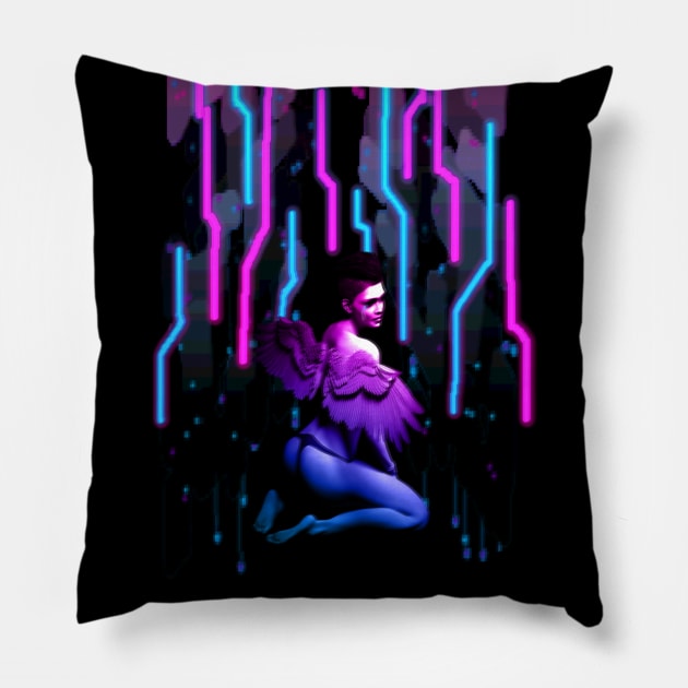 CYBER ANGEL Pillow by BUNNYDETH