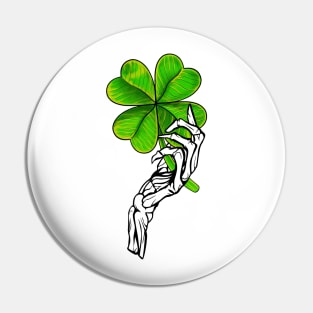 Shamrock Hand Skeleton Pin