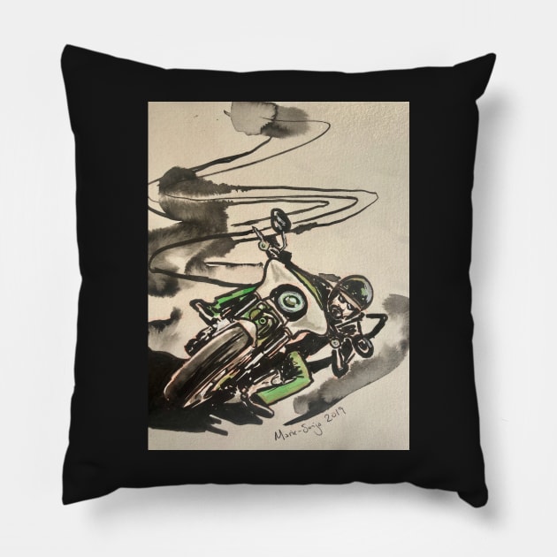 Crazy Biker Pillow by artmarieso