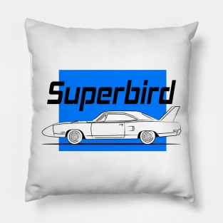 Racing Super Bird Blue Vintage Pillow