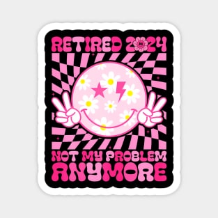 Retired 2024 Retirement Groovy For Men Women Smile Magnet