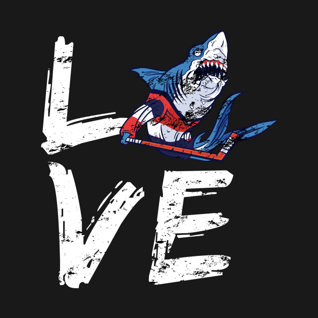 Hockey Shark Lover Distress Design by WPKs Design & Co