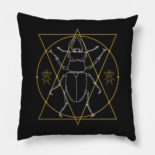 Stag Beetle Insect Geometric Illustration Pillow