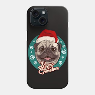 Cute Christmas Pug with Santa Hat Phone Case