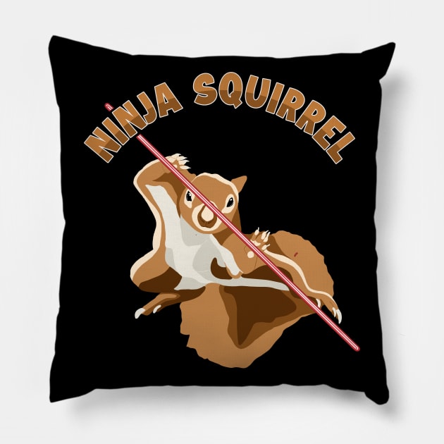 Ninja Squirrel Eastern Gray Japanese Fox Squirrel Pillow by GraphicsLab