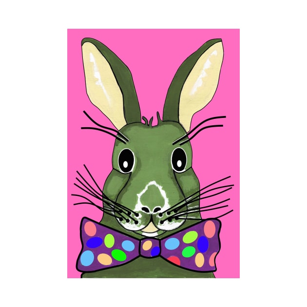 EASTER Bunny Rabbit Pink - Funny Easter Bunny Art by SartorisArt1