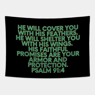 Bible Verse Psalm 91:4 Tapestry