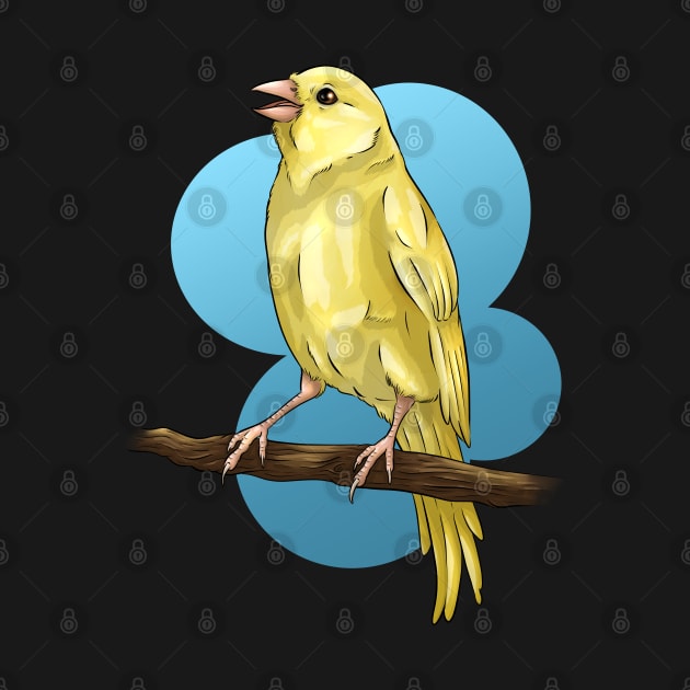 Singing Yellow Canary Bird by Shirin Illustration