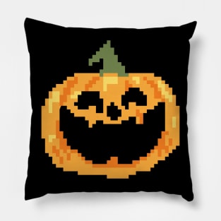 Scary Pumpkin Pixel Art Pillow