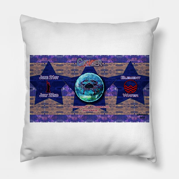 Zodi-Disc Cancer with background v1 Pillow by ajbruner77