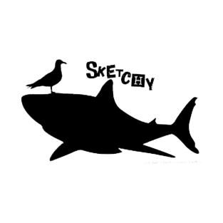 Sketchy Shark Seagull Surfin' By Abby Anime(c) T-Shirt