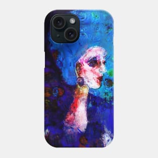 Blue Haired Girl on Windy Day Phone Case