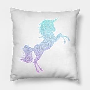 Pastel Blue Purple Ombre Faux Glitter Unicorn Pillow