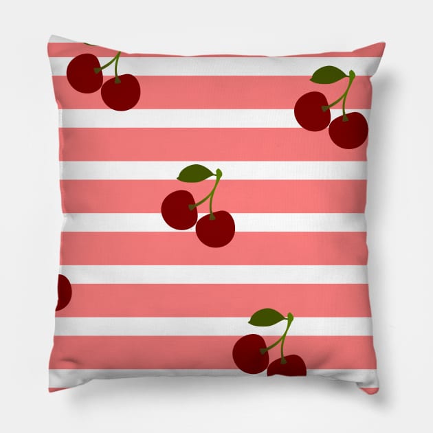 cherry stripes Pillow by RosaLinde2803