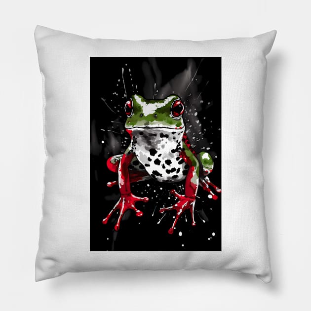 Australian Green Frog Painting Pillow by TortillaChief