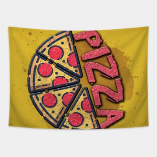 Pizza favorite food italian fast food in orange Tapestry