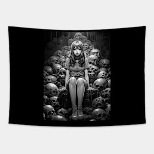 girl and skull Tapestry