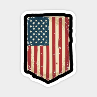 Weathered Resilience: Distressed Stars and Stripes Magnet