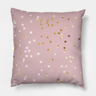 Cute Pink And Gold Confetti Stars Pillow