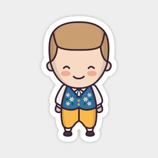 Cute Swedish Man in Traditional Clothing Cartoon Magnet