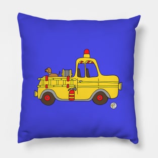 Yellow Fire Truck Pillow