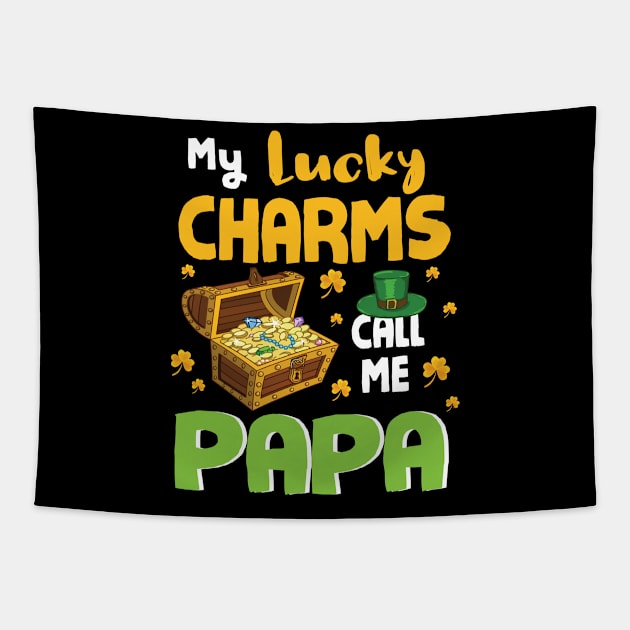 Gold Shamrocks Saint Patrick My Lucky Charms Call Me Papa Tapestry by bakhanh123