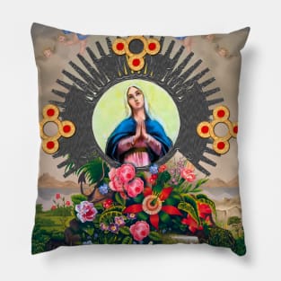 monstrance santa maria and flowers Pillow