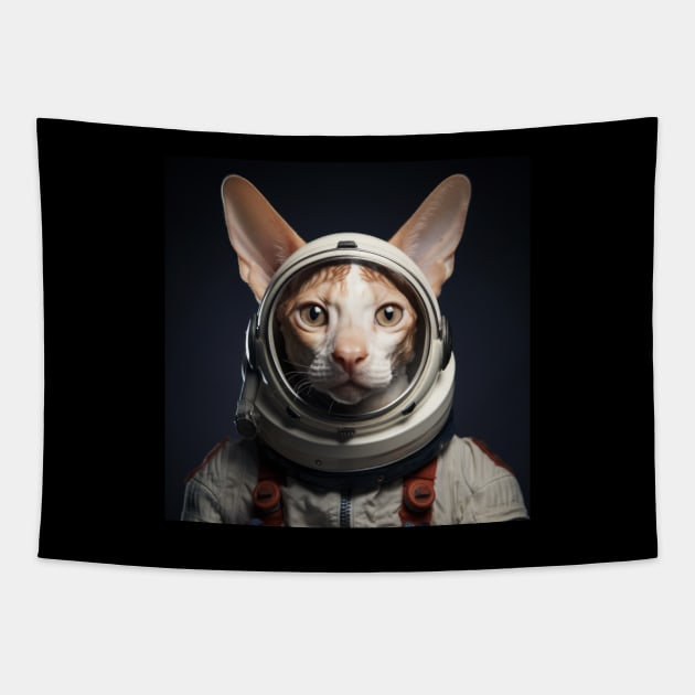 Astronaut Cat in Space - Cornish Rex Tapestry by Merchgard