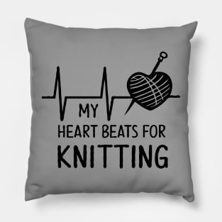 My Heart Beats For Knitting. Funny Knitting Pillow