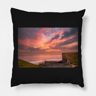 Sunset at Nash Point, Glamorgan Heritage Coast, Wales Pillow