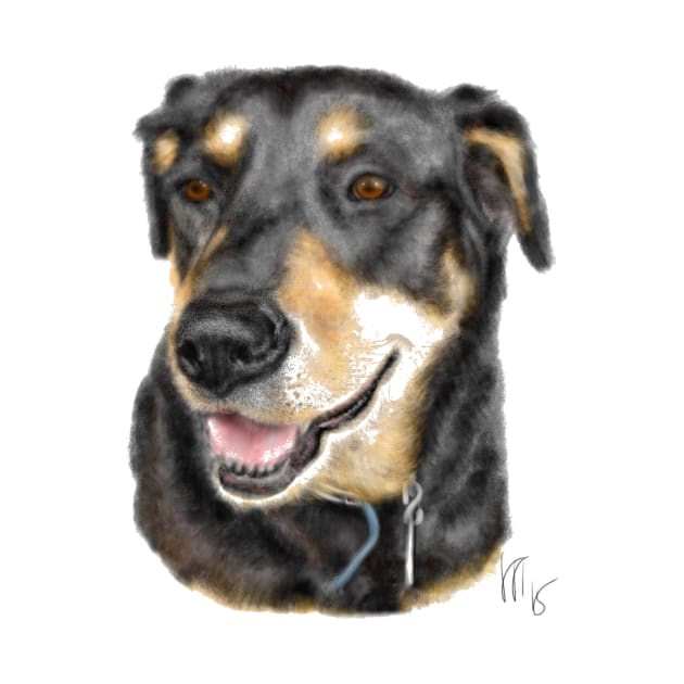 Smiling Rottweiler Pooch Dog by LITDigitalArt