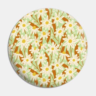 Wild daisy flower pattern in pale green Pin