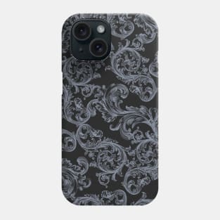 Beautiful Vintage Ornamental Floral Pattern - Shades of Light Grey Blue Phone Case