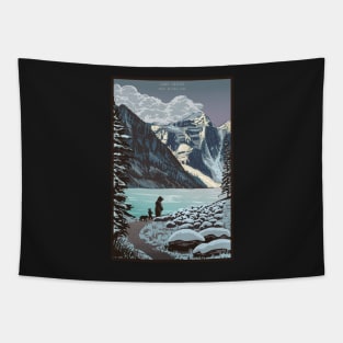 Retro Lake Louise Travel Poster Tapestry