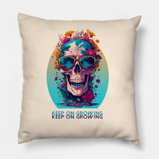 Classic Flourish Bloom Skull In Vintage Retro Style Pillow