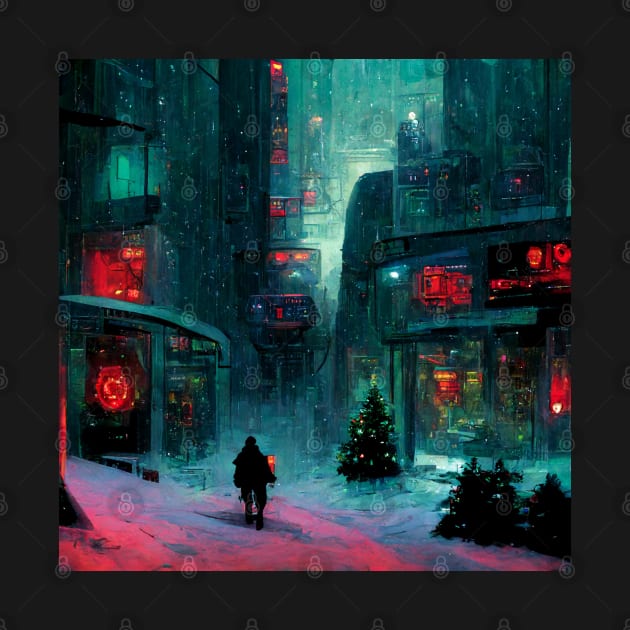 Christams alley in cyberpunk city by SJG-digital