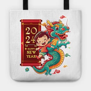 Chinese New Year Dragon Dance: Happy New Year 2024! Tote