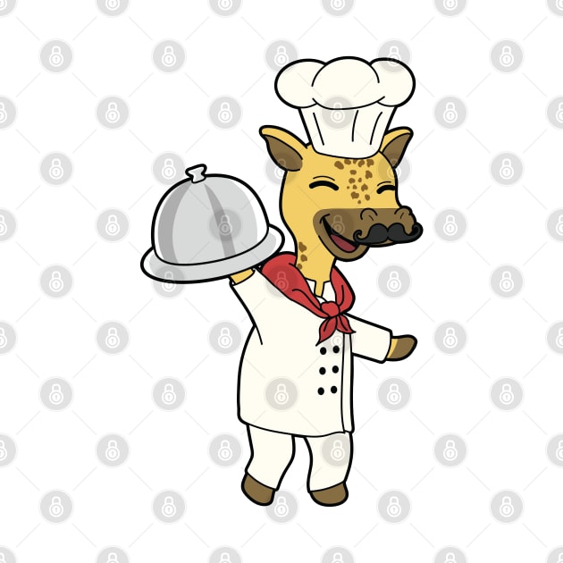 Giraffe as Chef with Cooking apron & Platter by Markus Schnabel