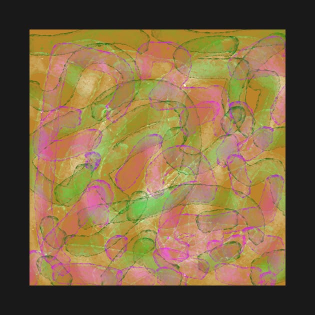 Amoebas Abstract Green Pink Orange by Klssaginaw