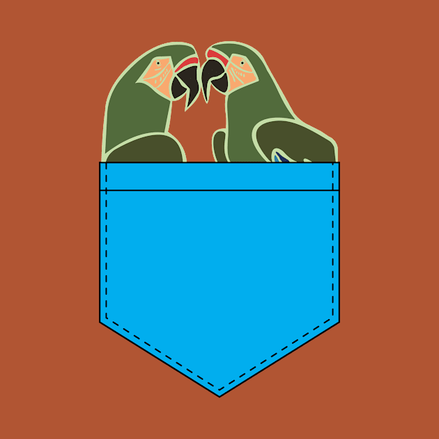 Macaw Parrot Pocket Cyan by fritzco