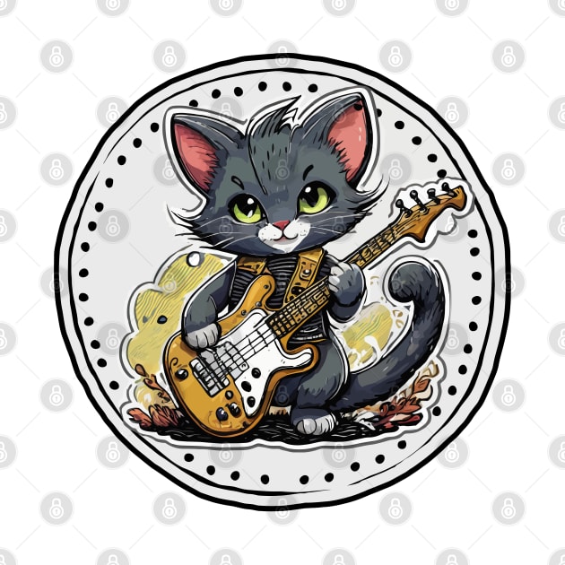 Black Cat With a Bass Guitar by Wilcox PhotoArt