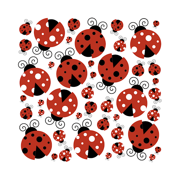 Pattern Of Ladybugs, Cute Ladybugs, Red Ladybugs by Jelena Dunčević