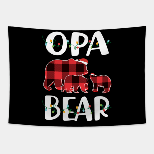 Opa Bear Red Plaid Christmas Pajama Matching Family Gift Tapestry