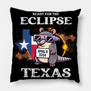 Texas Solar Eclipse 2024 April 8 Funny Armadillo for Kids Pillow