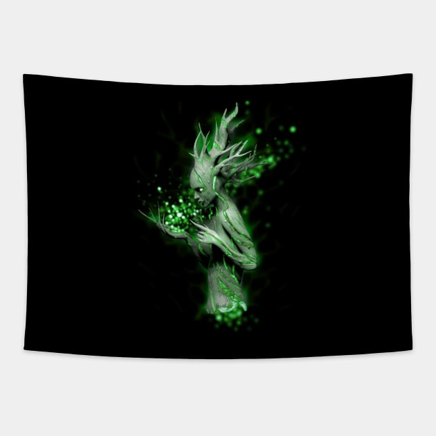 Spirit of the dead tree (green) Tapestry by Liquid Feline