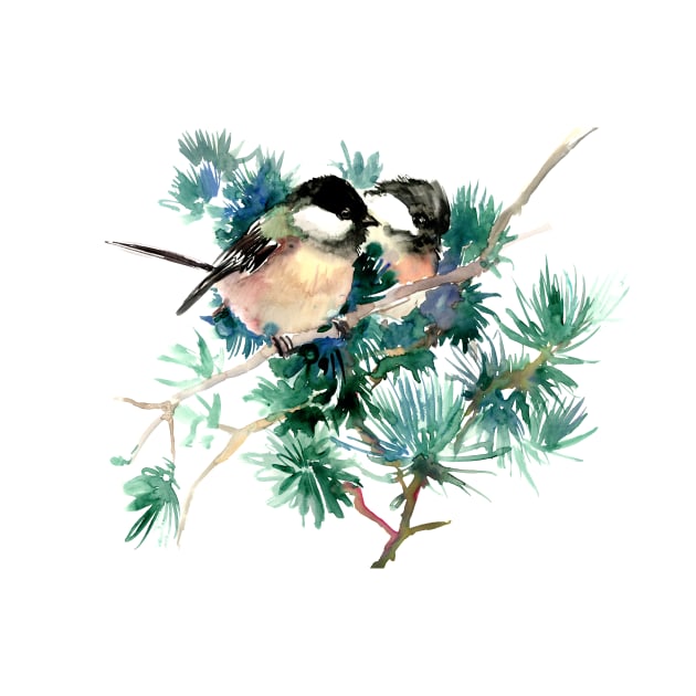 Chickadee Birds in The forest by surenart