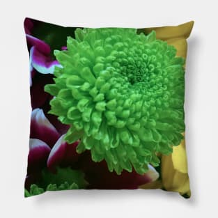 Yellow, Green and Pink Flowers - Autumn Bouquet - Flowers Pillow