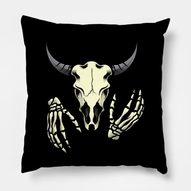 Bull Skull Design Pillow by wap.prjct