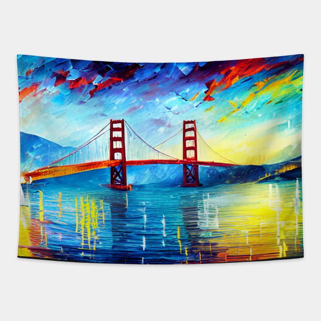 Vibrant Oleo San Francisco Bridge Tapestry by AmazinfArt