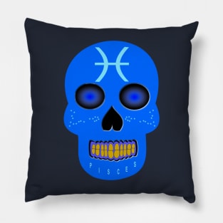 Pisces Star Sign Skull Pillow